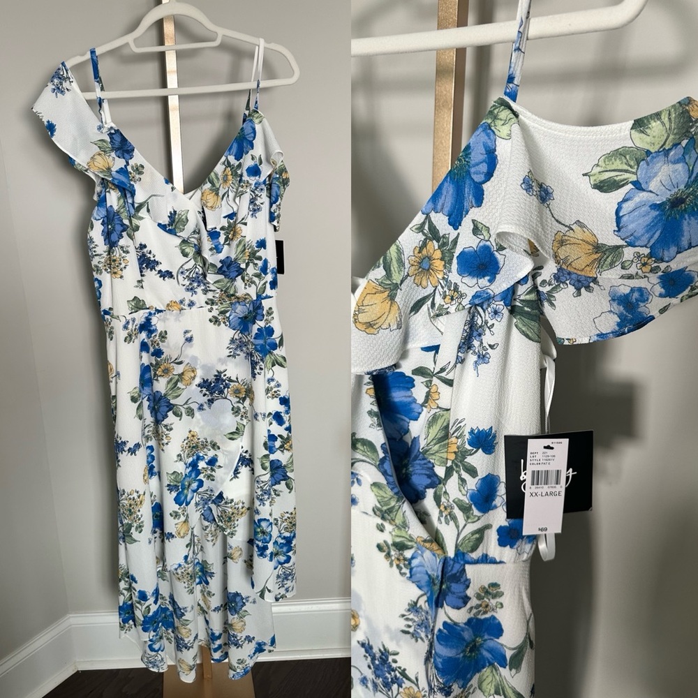 by&by Juniors Short Sleeve Floral Wrap Dress Cold Shoulder